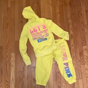 Pink by Victoria Secret Cropped Jogger Set. Size Small